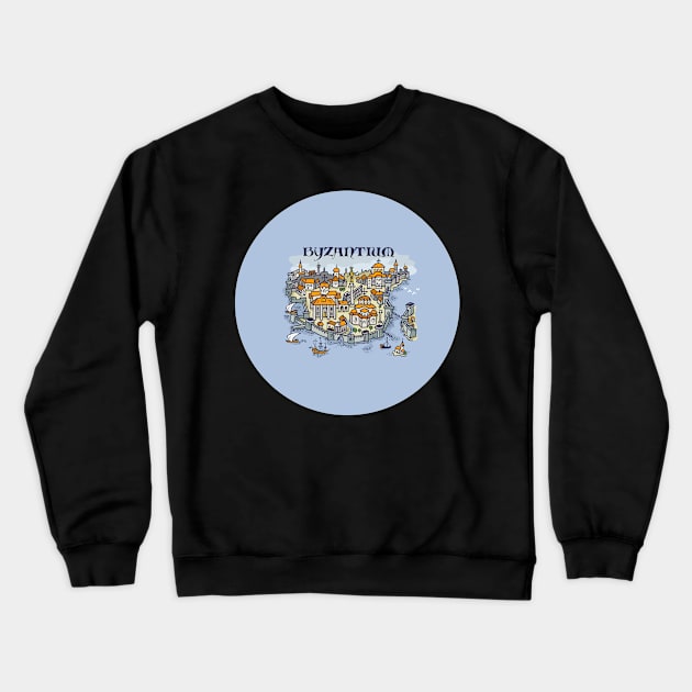 Constantinople, Byzantium city hand drawing illustration pin buttons Crewneck Sweatshirt by qpiii